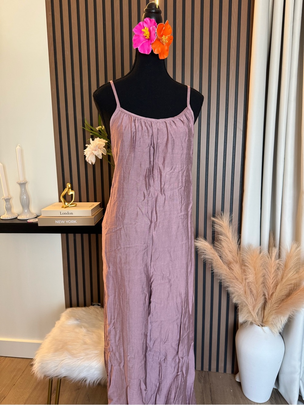 Mauve Spaghetti Strap Slip Dress